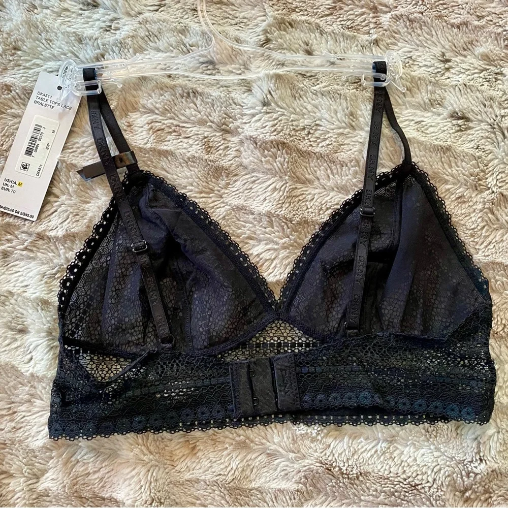 NWT DKNY Sexy Table Tops Lace Bralette Black Medium